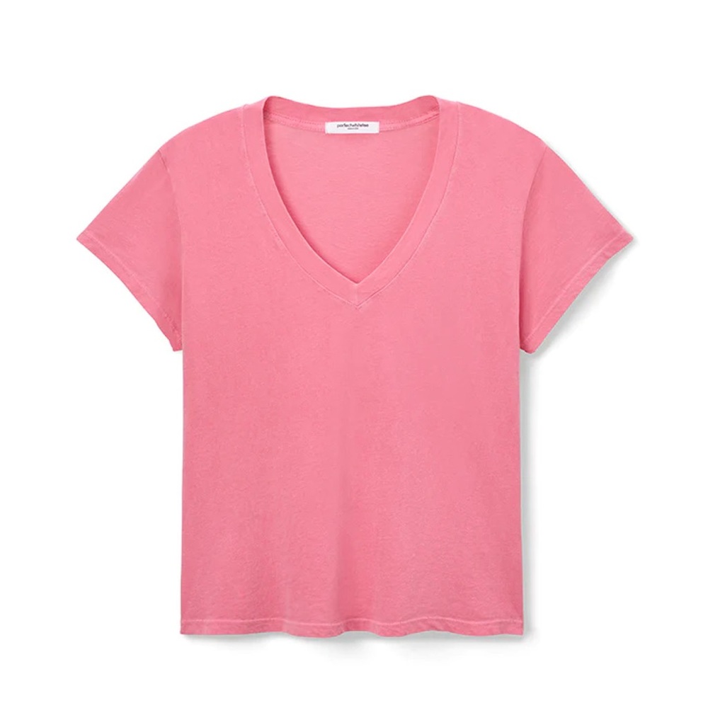 NWT perfectwhitetee Hendrix Basic V Neck Tee - Pink Punch